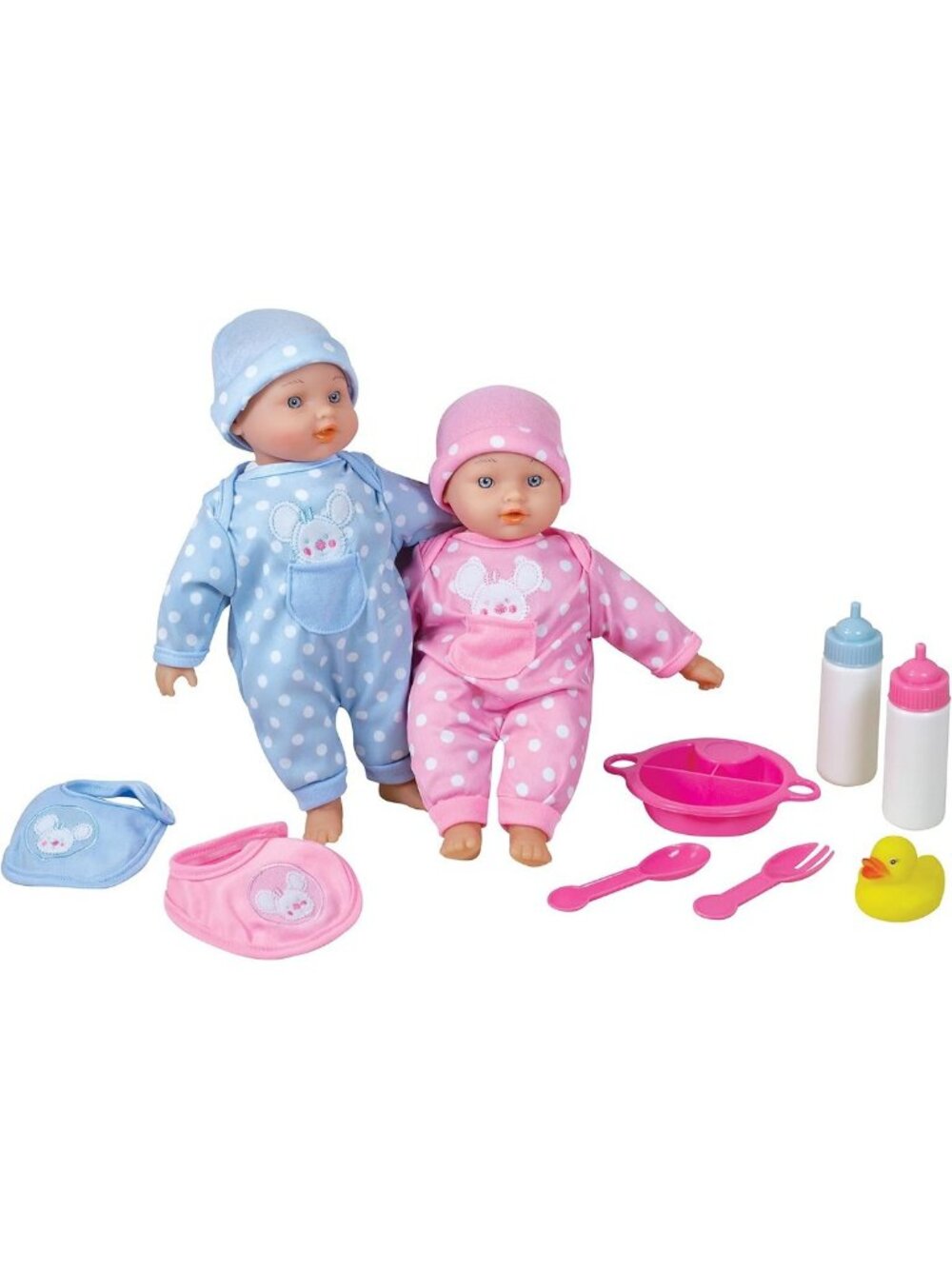 Adorable 11" Twin Baby Dolls Set - 10-Piece Soft Body Dolls with Accessories